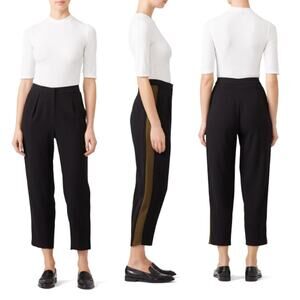 Ramy Brook Carey Crepe Side Stripe Trousers Pants Black Green Women's Size 0